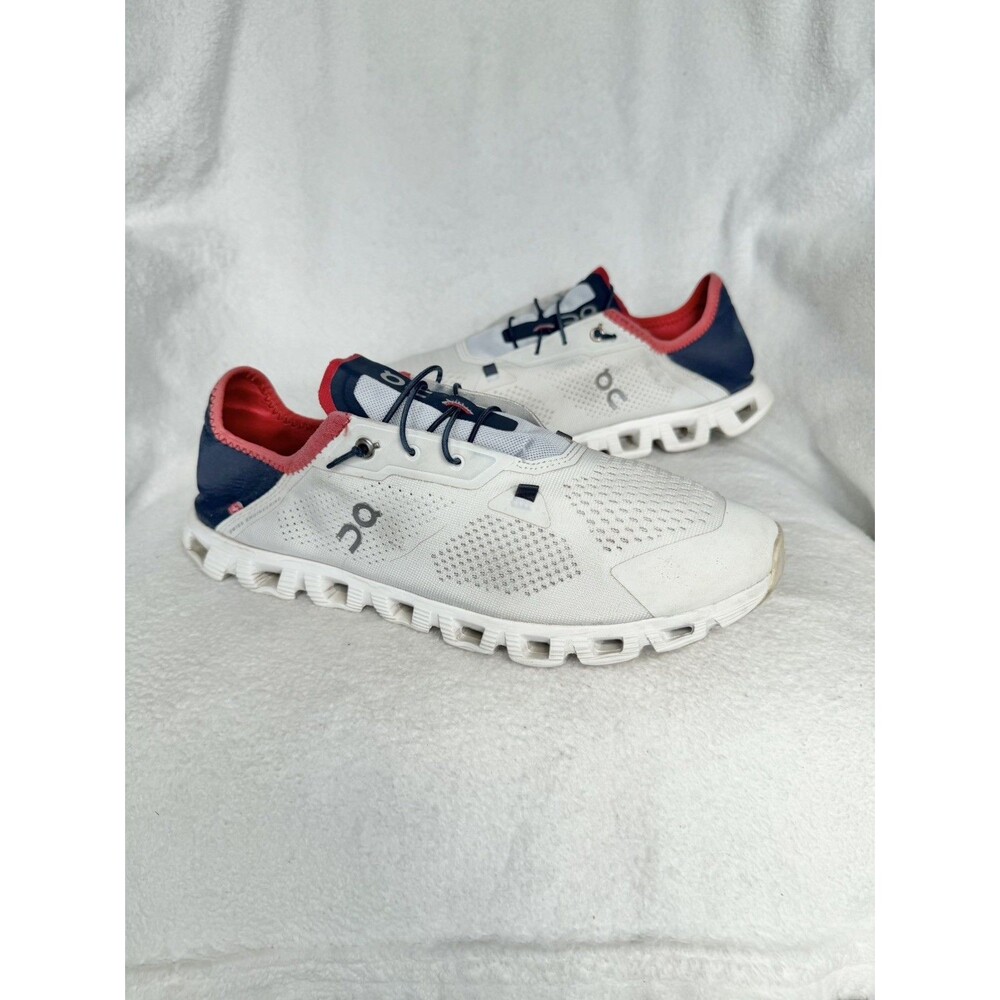 On Running Cloud 5 Coast Athletic Shoes White Navy Red Mesh Sneakers Mens 10.5